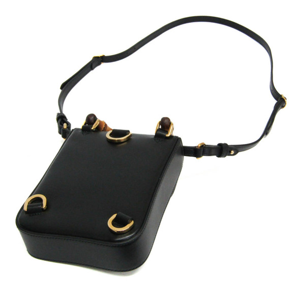 GUCCI Black Leather Bamboo Shoulder Bag - Picture 3 of 16